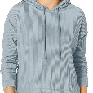 Danskin Womens Rib Knit Crop Pullover Hoodie